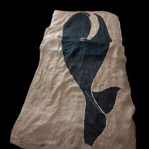 Thomas Paul Huge Giant Ocean Blue Moby Whale Throw Nautical Textile 38"x80"